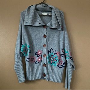 Anthropologie Sleeping on Snow cardigan, large buttons, floral print, small